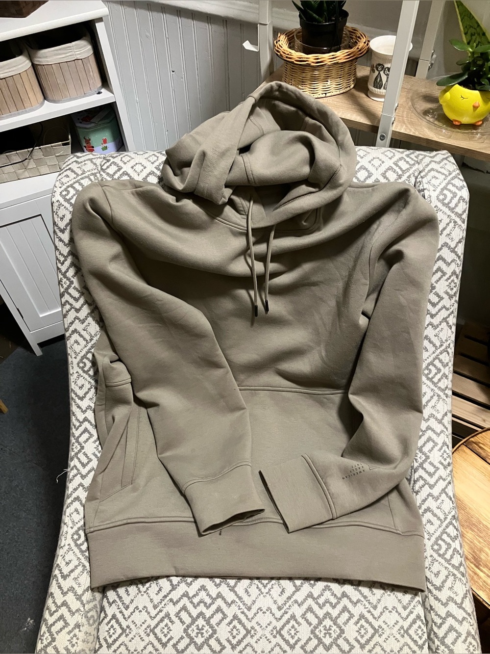 Men's American Eagle Solid Taupe Fleece Hoodie – Size Large Tall (LT)